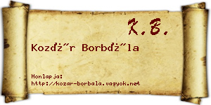Kozár Borbála névjegykártya